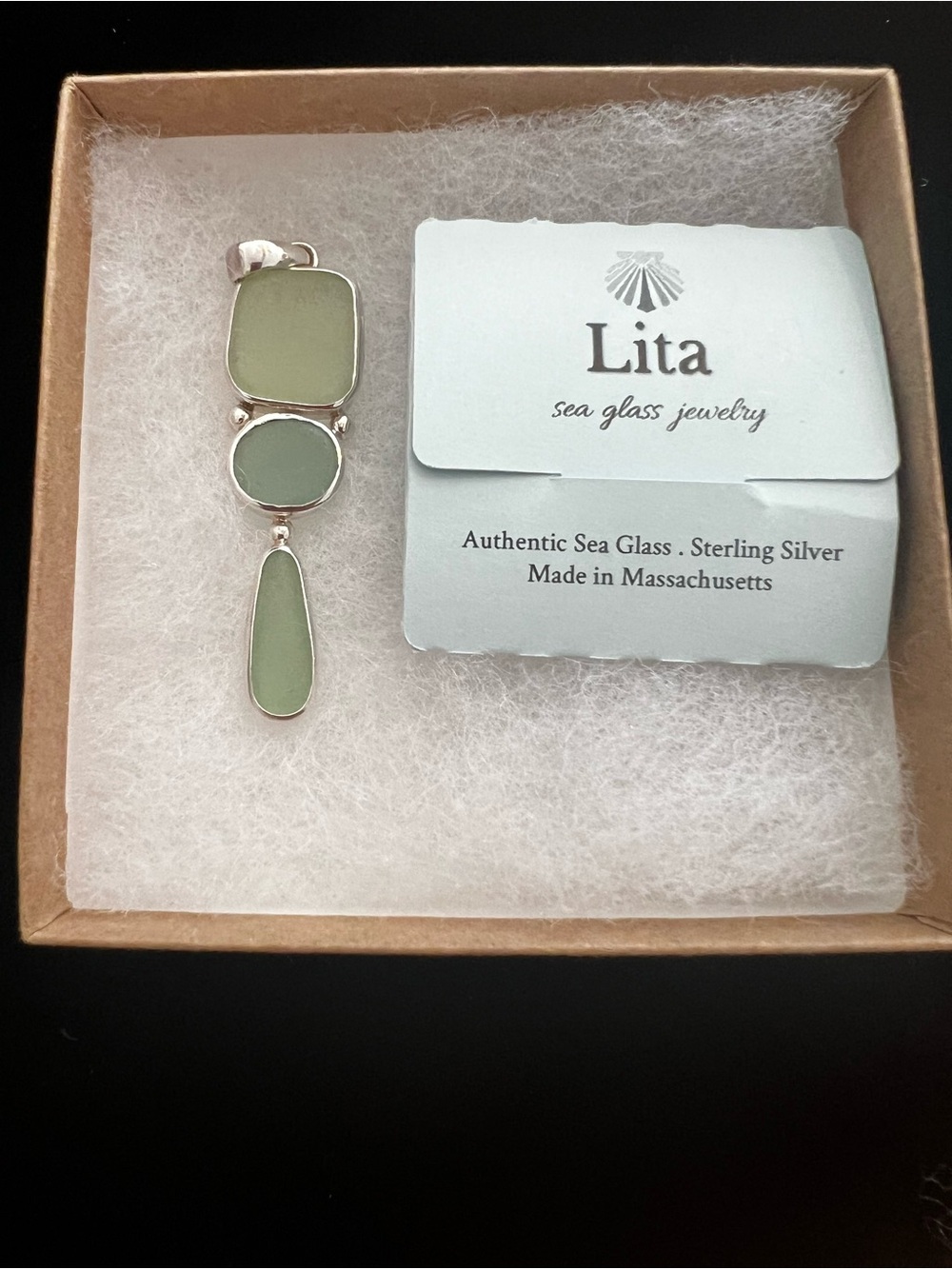 Lita 925 Sea Glass Triple Pendant New In Box